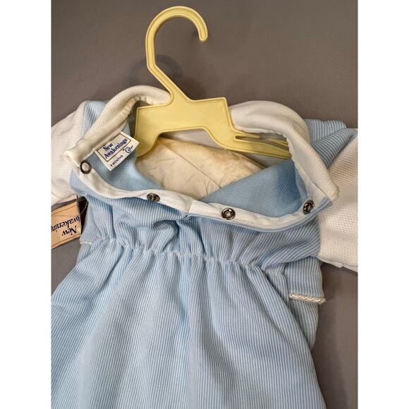 VTG New Awakenings by Cutler Baby Romper 9M Blue White USA NWT - Picture 8 of 9